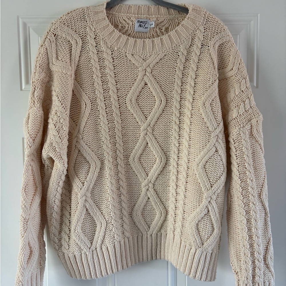 Princess Polly Cream Cable Knit Sweater